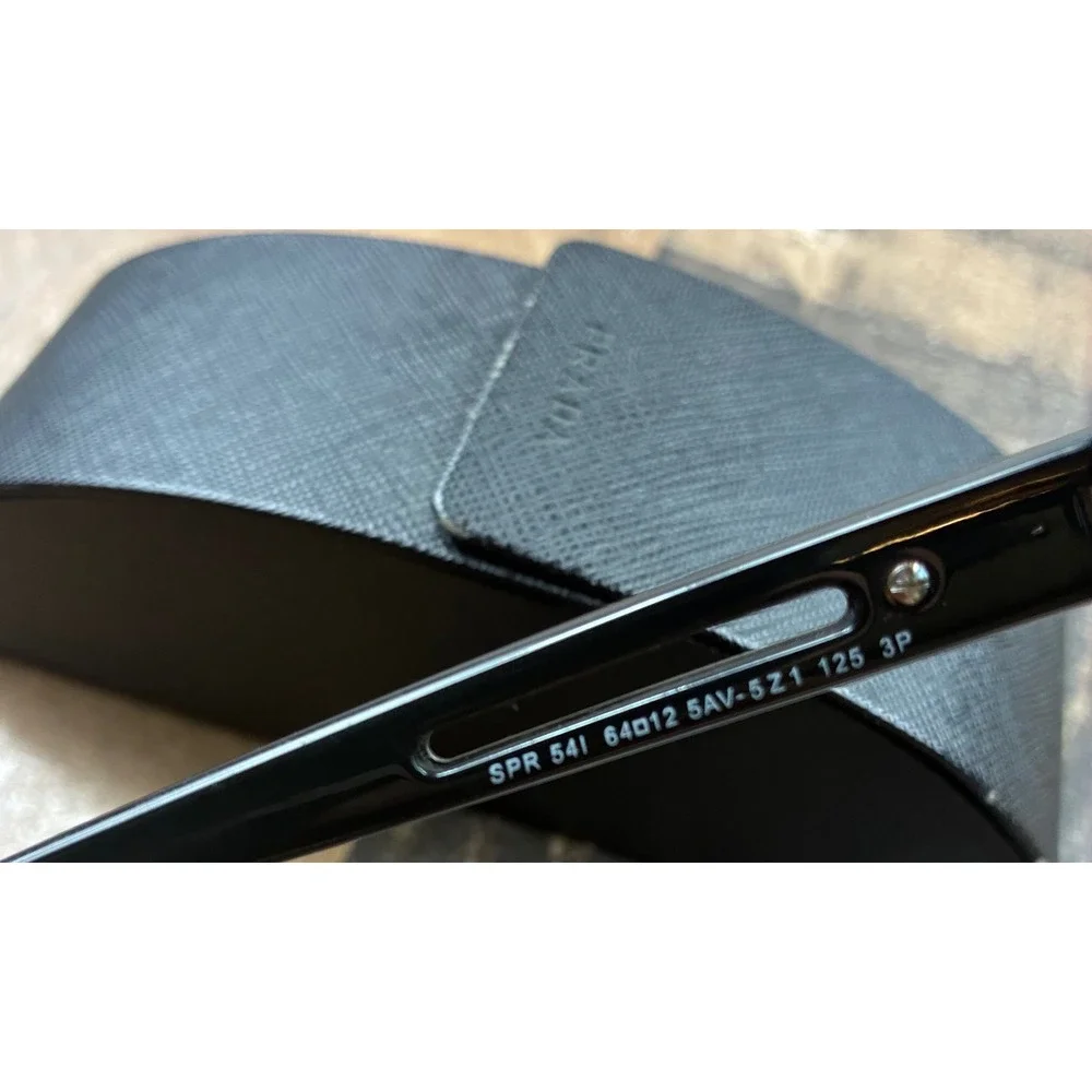 Prada Sunglasses SPR 54I Mens 64-12 Gunmetal Black Polarized Aviator Good